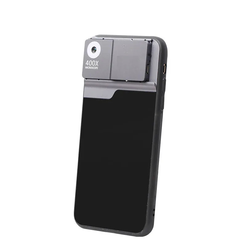 Black silver aluminium alloy TPU mobile phone microscope lens 400X HD for iPhone 12 Pro Max