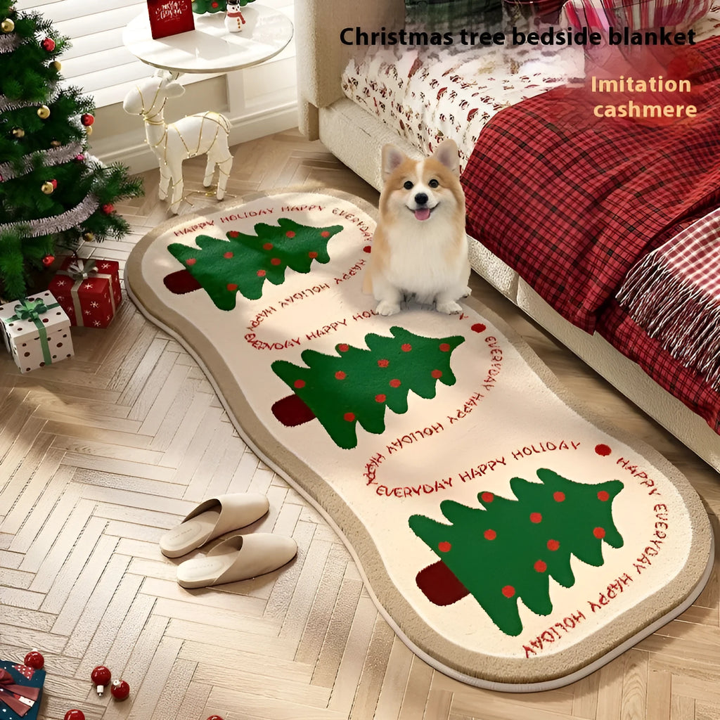 Christmas imitation cashmere carpet decoration with festive patterns in various sizes