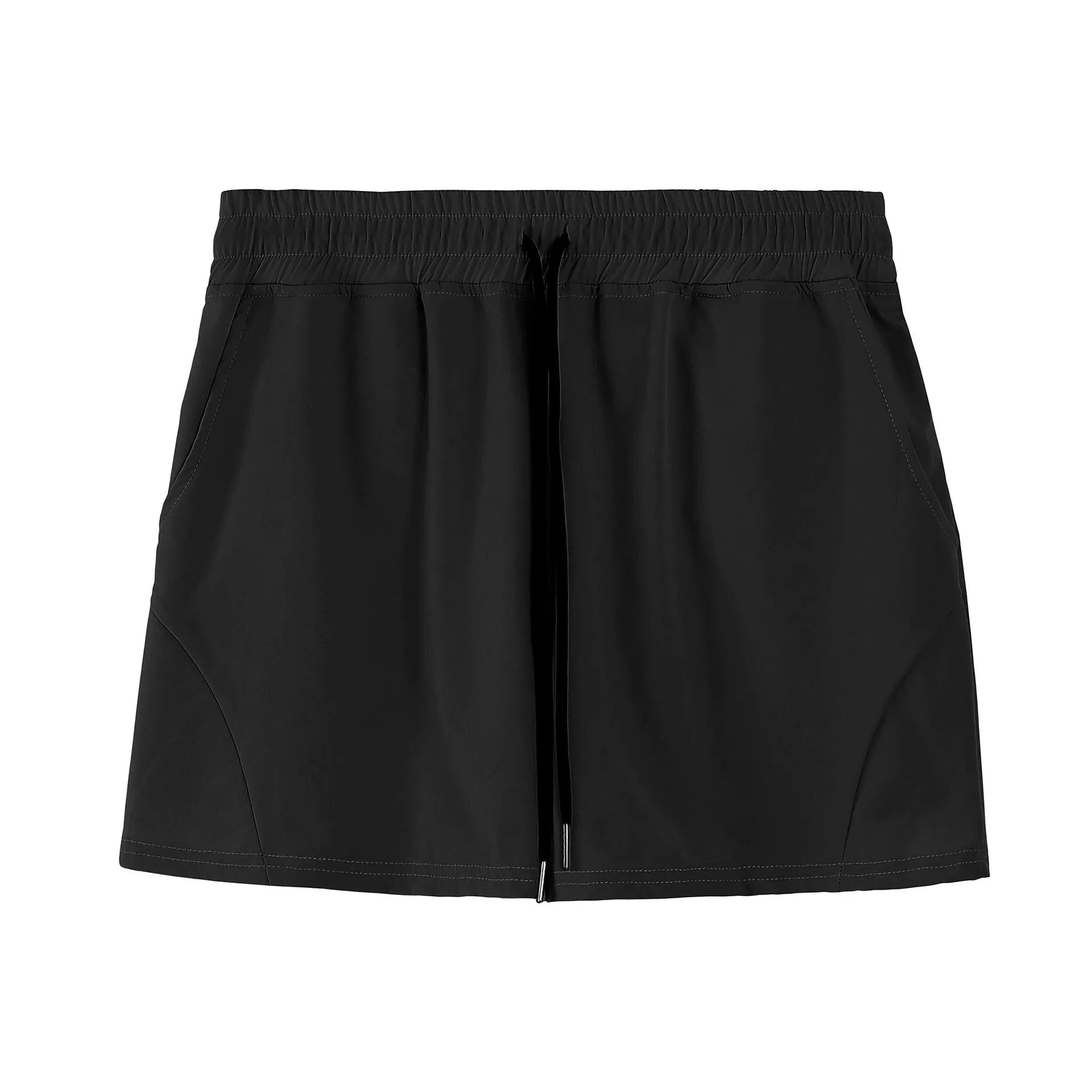 Men's polyester basketball shorts in grey, black, apricot or green with elastic waistband