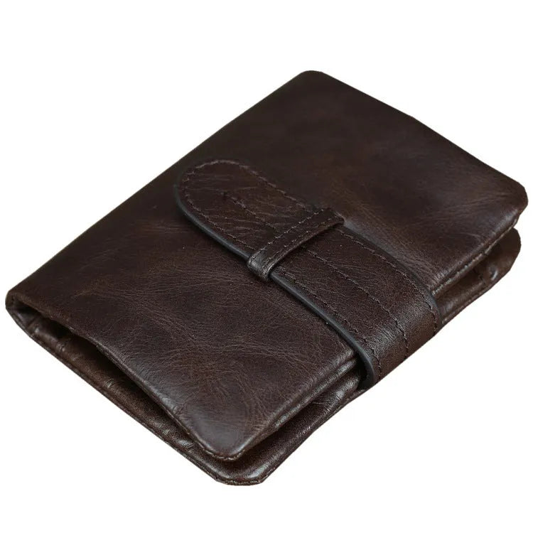 Genuine leather multi-card-slot women's wallet in solid colour with visible stitching, ultra-light design
