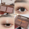 Cool two-tone eye shadow compact showing pink and black matte and shimmer shades for punk style makeup