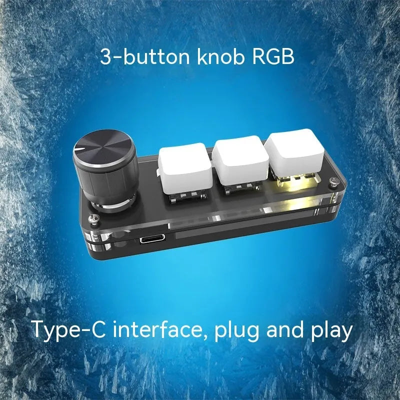 Black and white custom mini keyboard with RGB back lighting for copy paste shortcuts