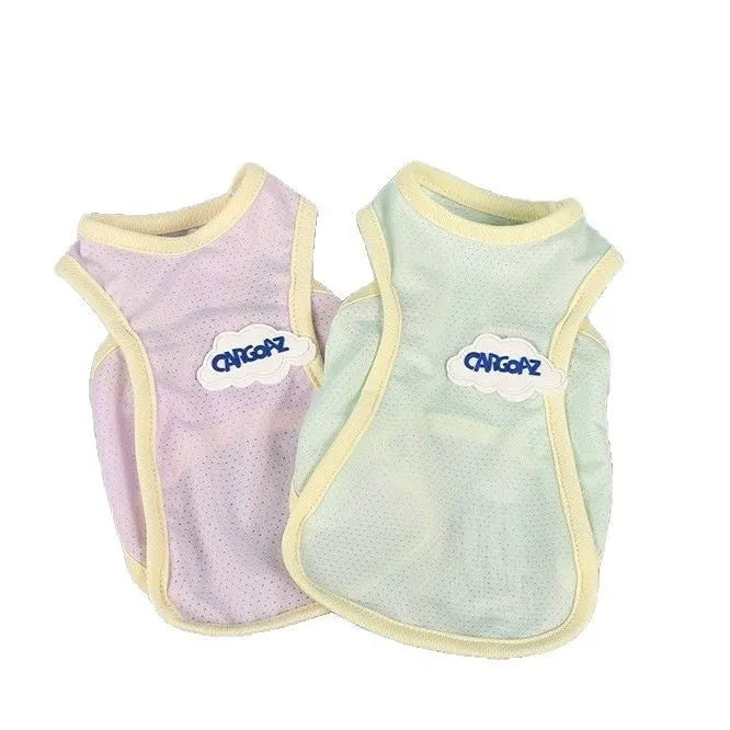 Lightweight polyester summer vest for cats in grass green or taro purple, sizes XS to 2XL