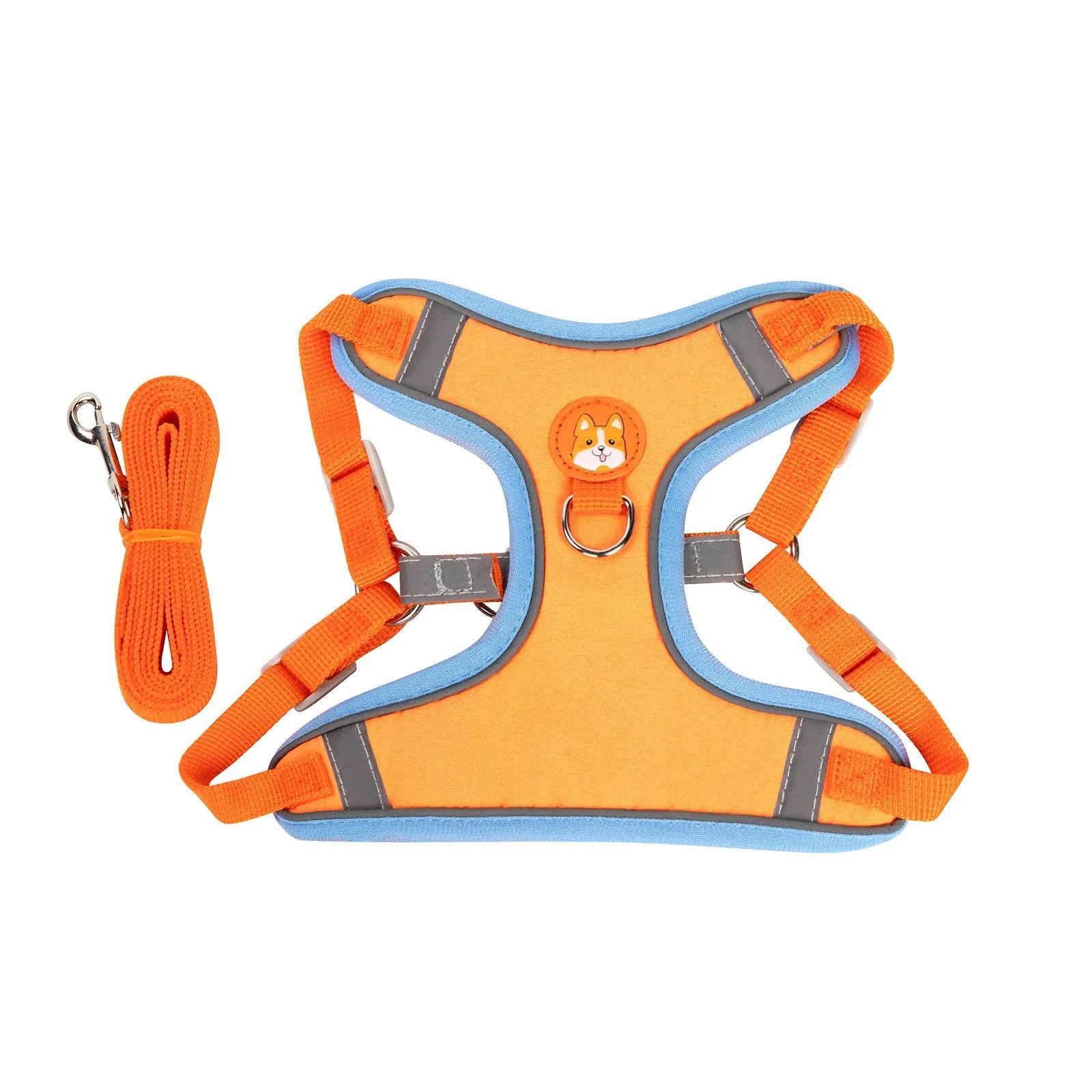 Adjustable anti-breaking loose vest dog harness with chest strap in multiple colours.