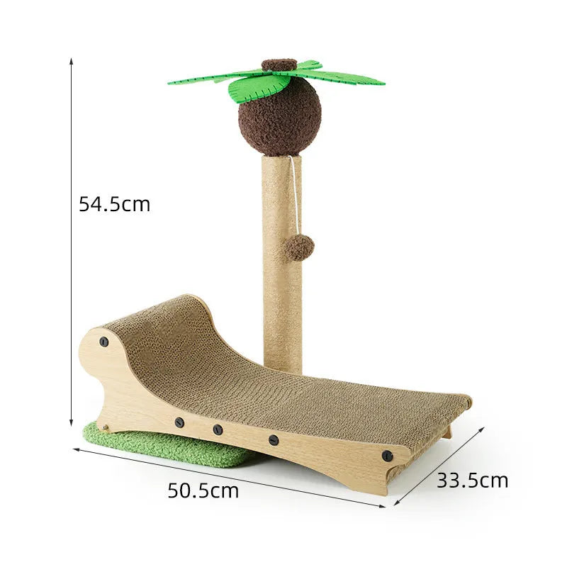 Wooden beach chair cat climbing frame with scratch board and hemp mat nest