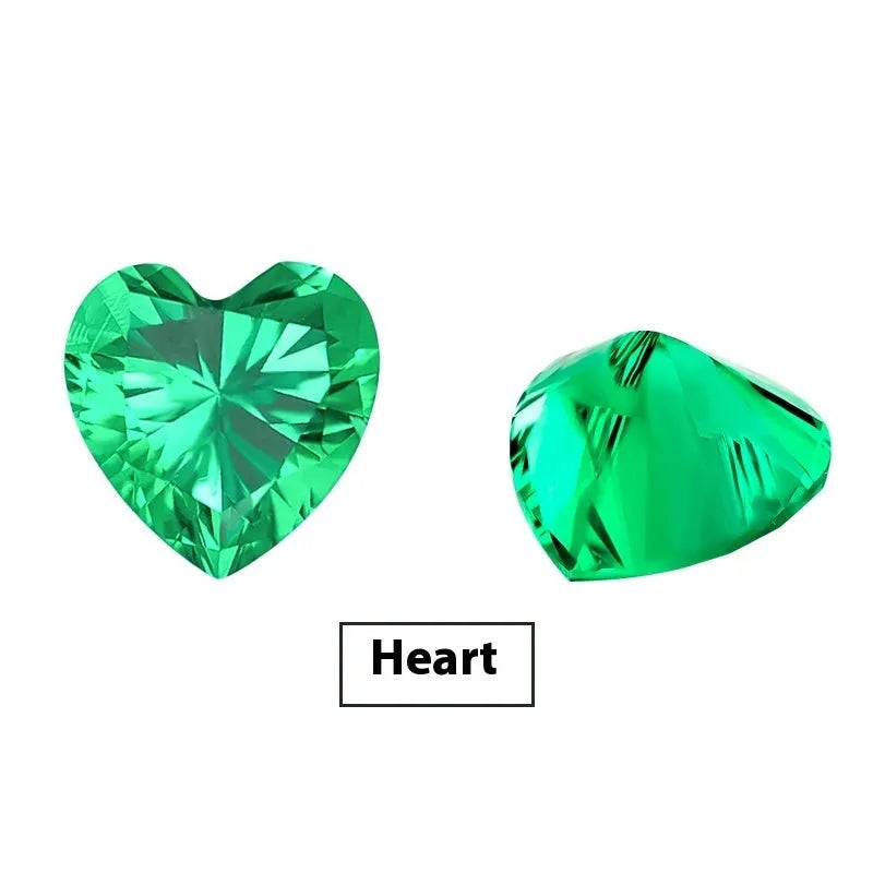 Cultivated emerald loose stones showing Columbia green treasure colour in round and rectangular grandmother cuts