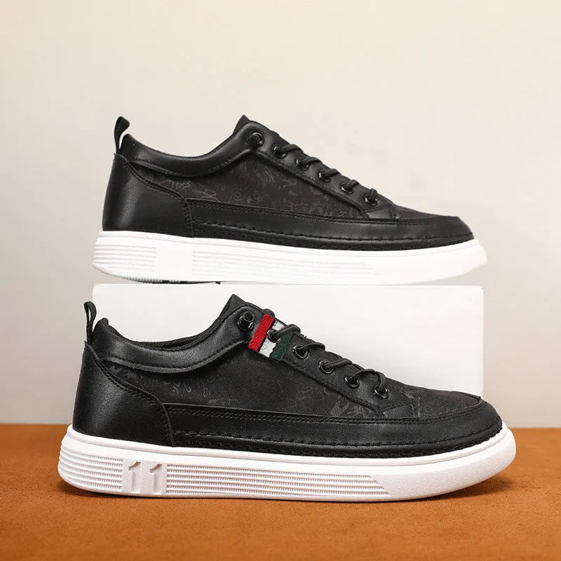 Black men's high-top canvas sneakers with PU upper and PVC sole on a plain background