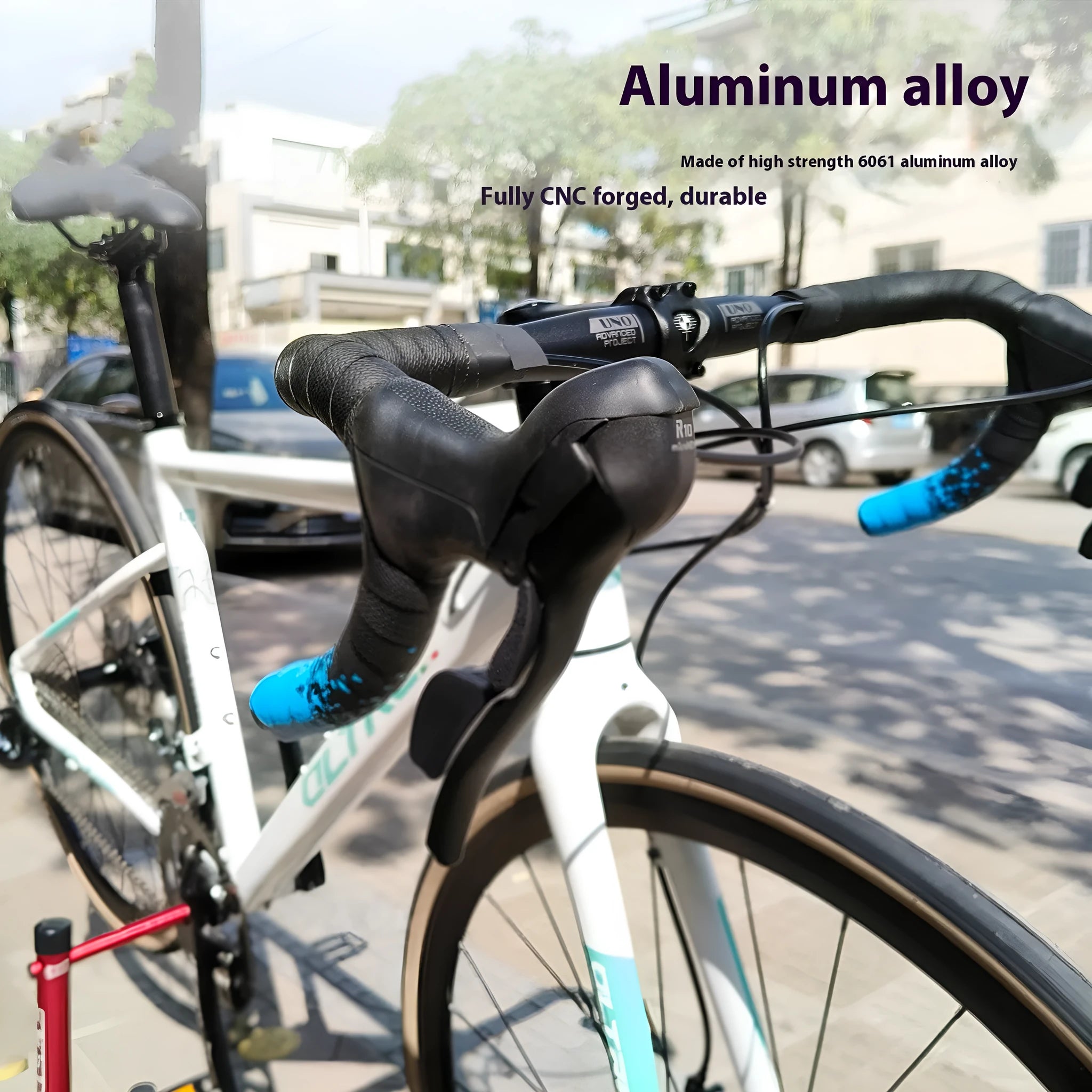Black aluminium alloy road bike racing small bent handlebar 31.8mm clamp width option UNO marks
