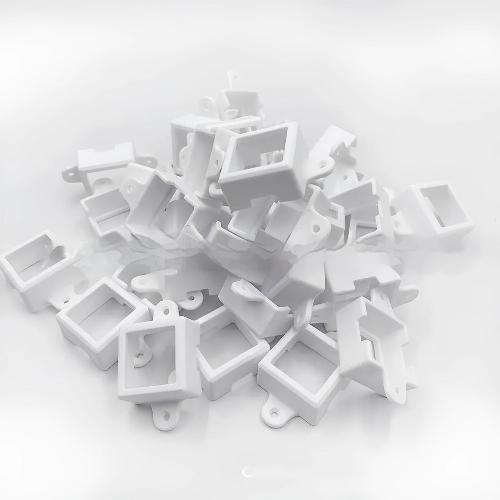 White plastic LED light fixed bracket and protective lampshade measuring 1.7 by 6 centimetres.