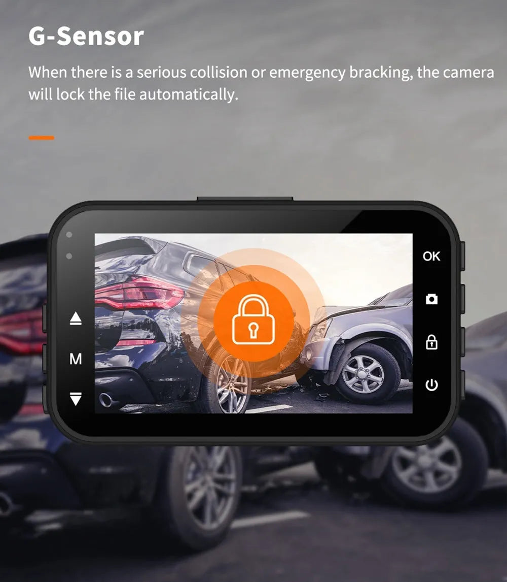 ThiEYE dual dash cam front and rear 1080P screen showing road view with mount and cables