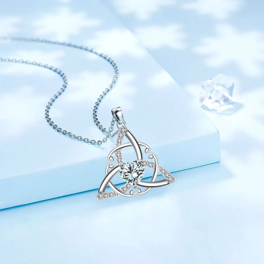 Copper Celtic knot necklace for women with electroplated finish in geometric design