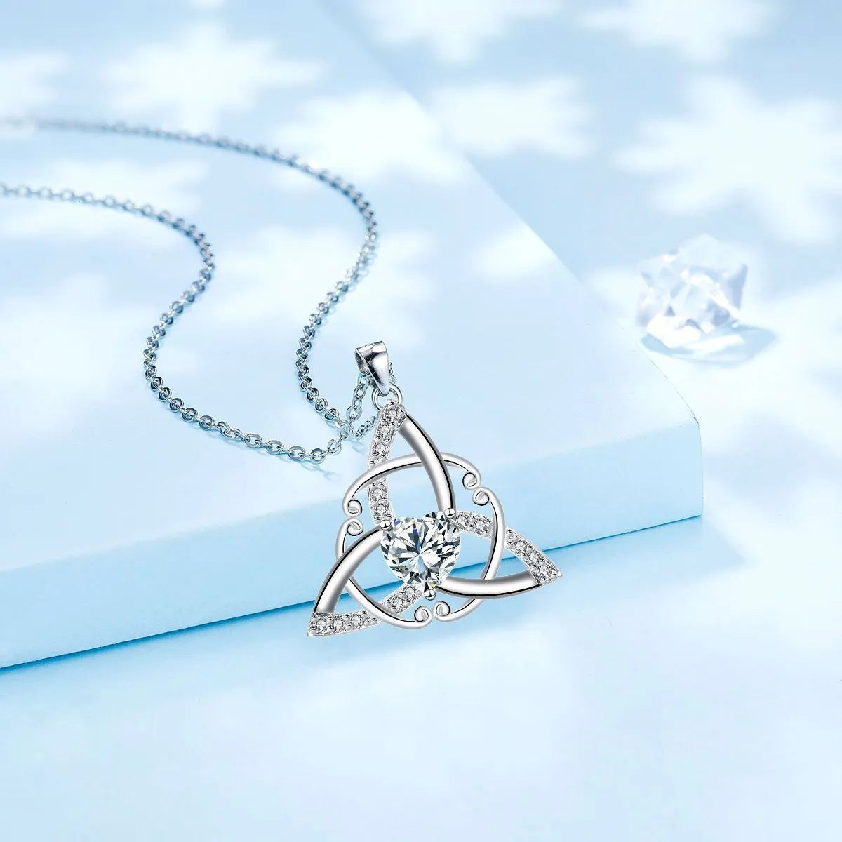 Copper Celtic knot necklace for women with electroplated finish in geometric design