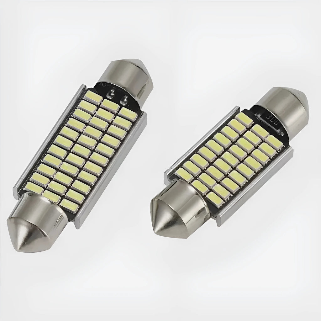 White aluminium car roof light with double tip design for license plate illumination and decoding functionality