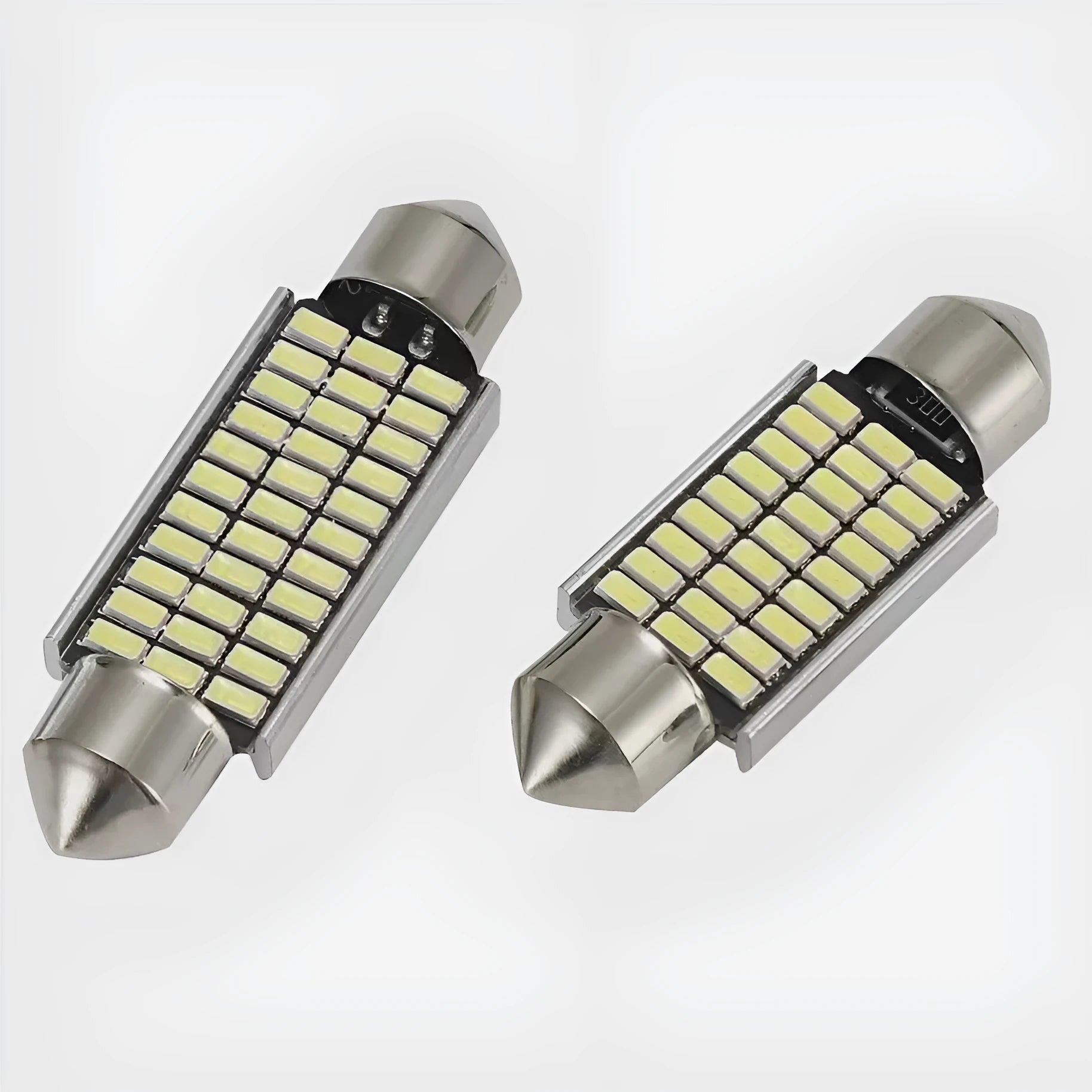 White aluminium car roof light with double tip design for license plate illumination and decoding functionality