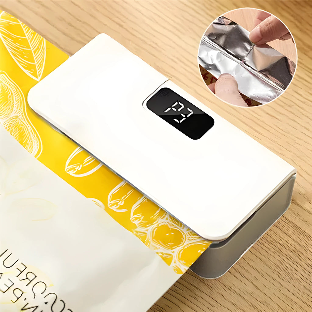 Small portable mini sealing machine heat seal food hand press snack plastic bag white and blue