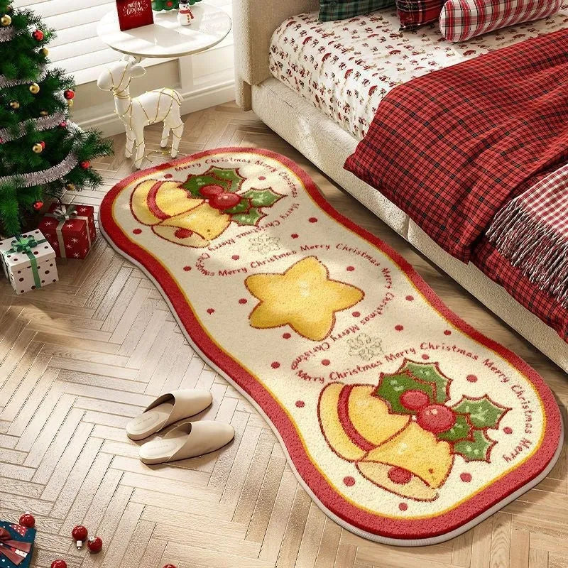 Christmas imitation cashmere carpet decoration with festive patterns in various sizes