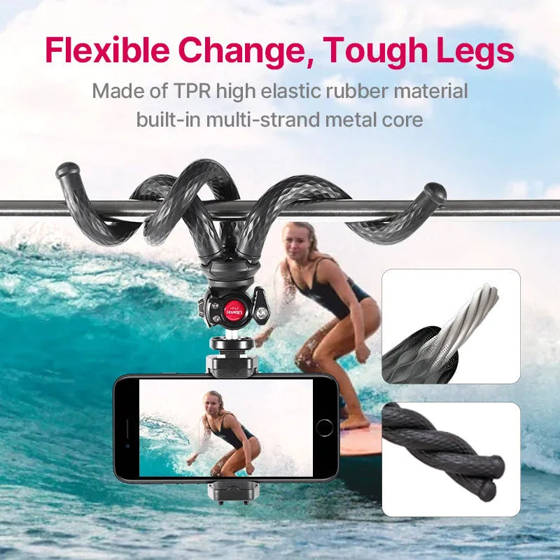 Black octopus style mobile phone tripod set with clip extended to 360mm length