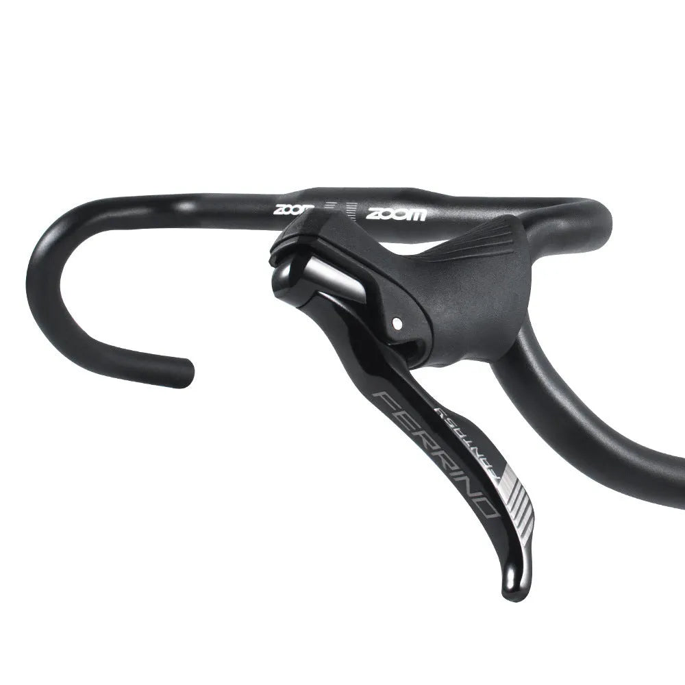 Black aluminium alloy road bike bent handlebar 420mm width with 31.8mm clamp diameter