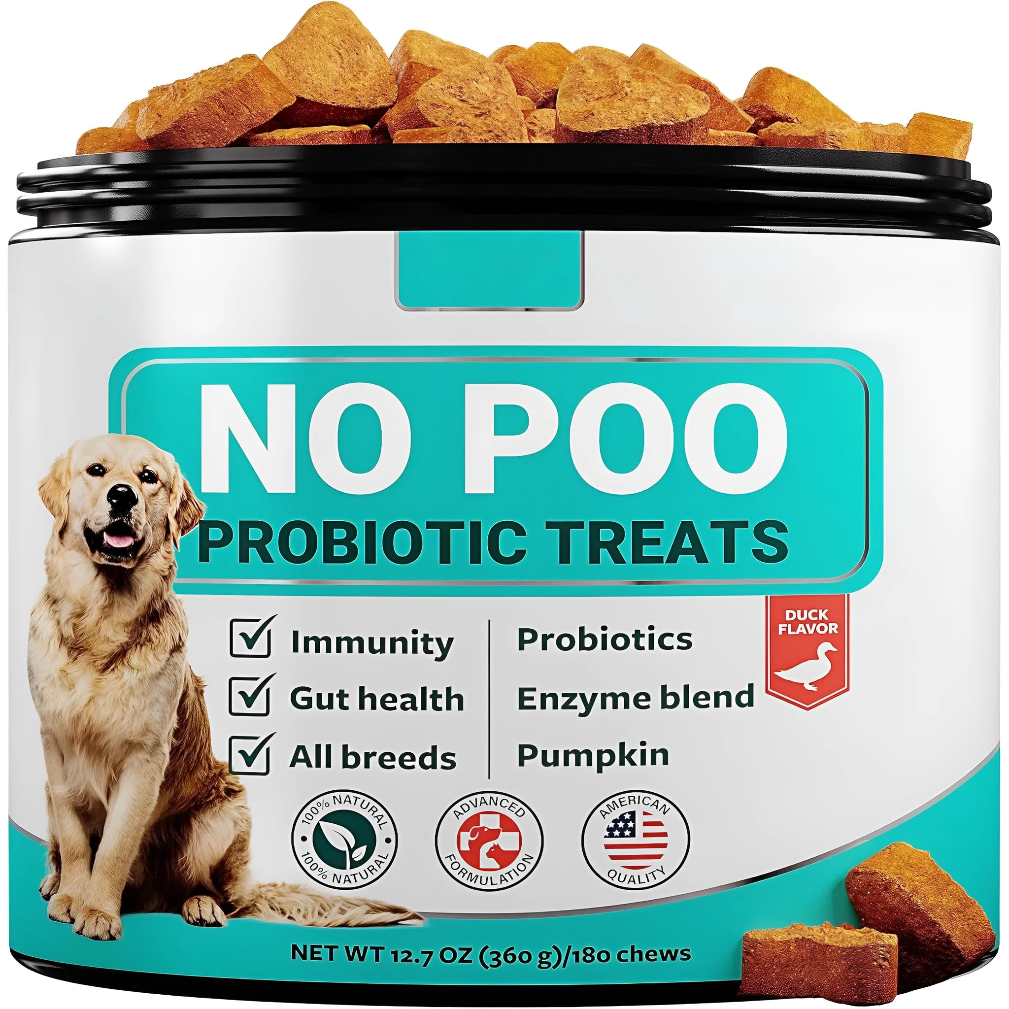 Pet Intestinal Probiotic Chewable Tablets 180 pieces pumpkin flavour for dog digestive support