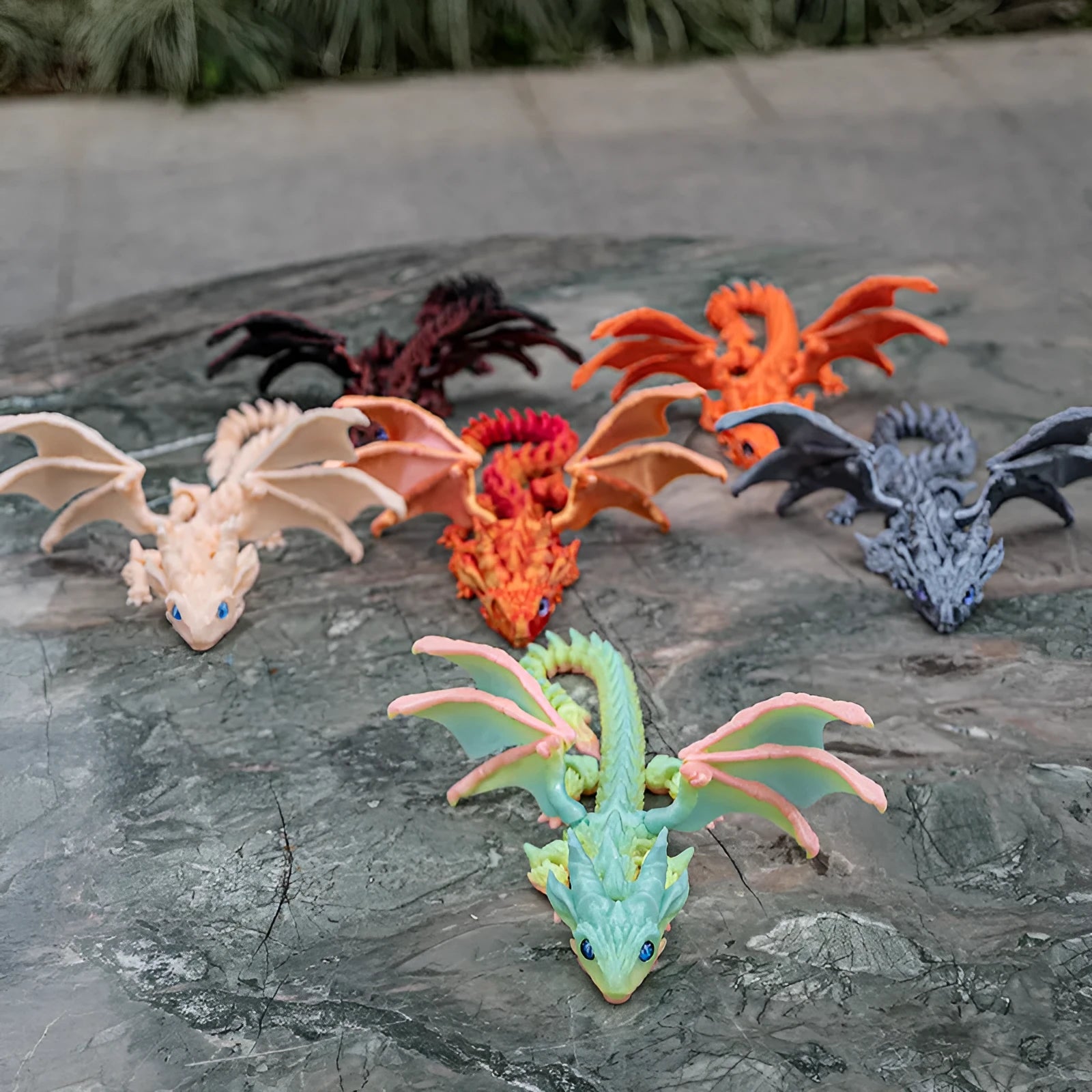Red and gold PLA dragon wings decoration toy measuring 25cm wide for printing enthusiasts