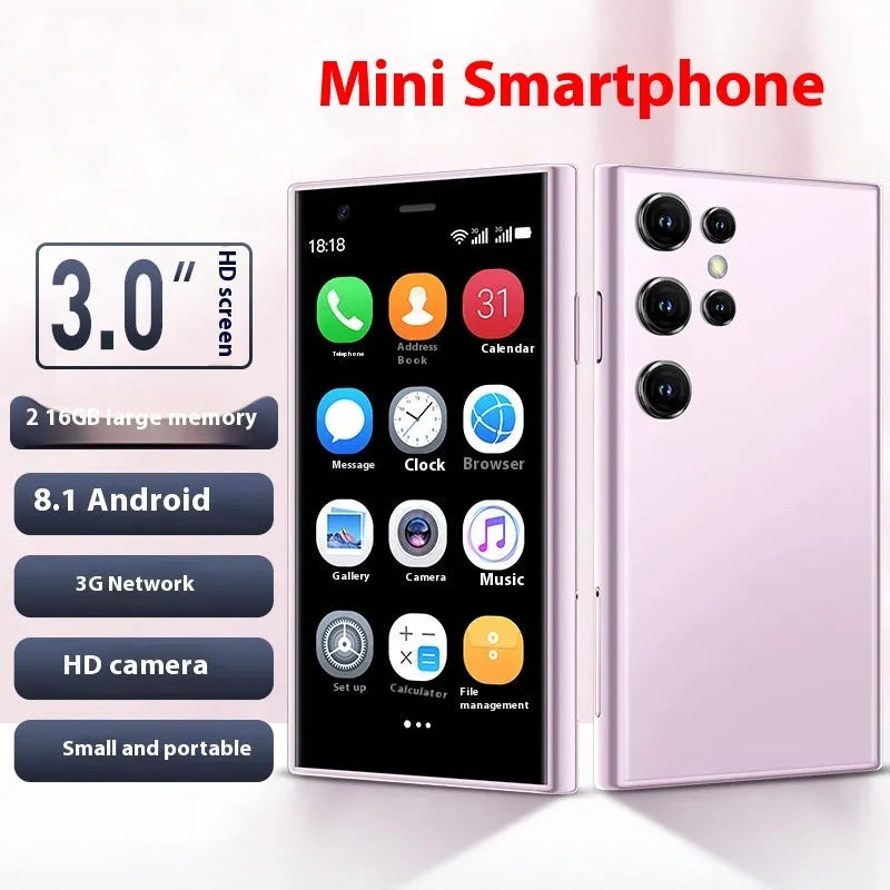 S23PRO XS15 mini smartphone with 30cm screen in black, green or pink purple colours