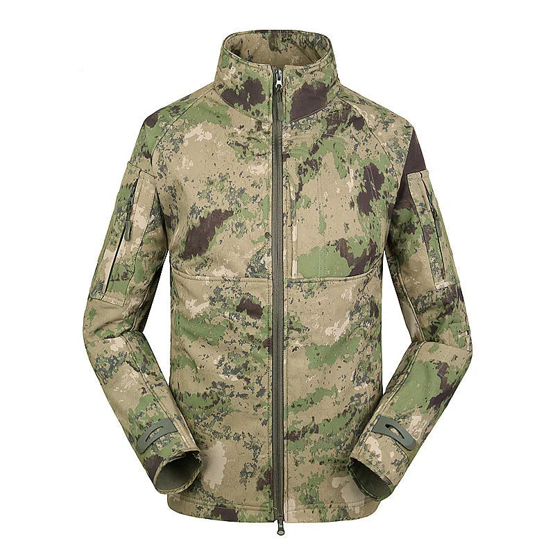 Men's outdoor jacket thin commander stand collar loose fit polyester autumn hiking cycling black colour