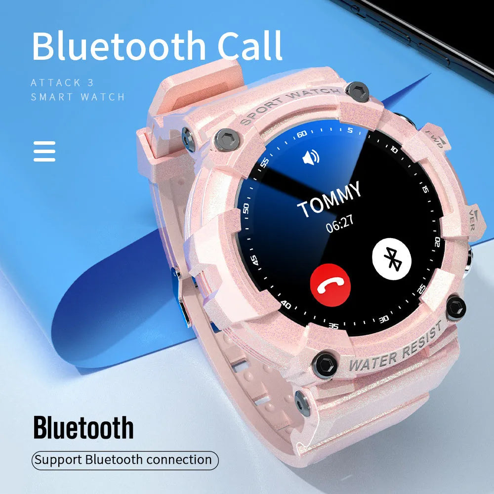 IP67 waterproof smart Bluetooth sports watch with round colour screen on a TPU strap.
