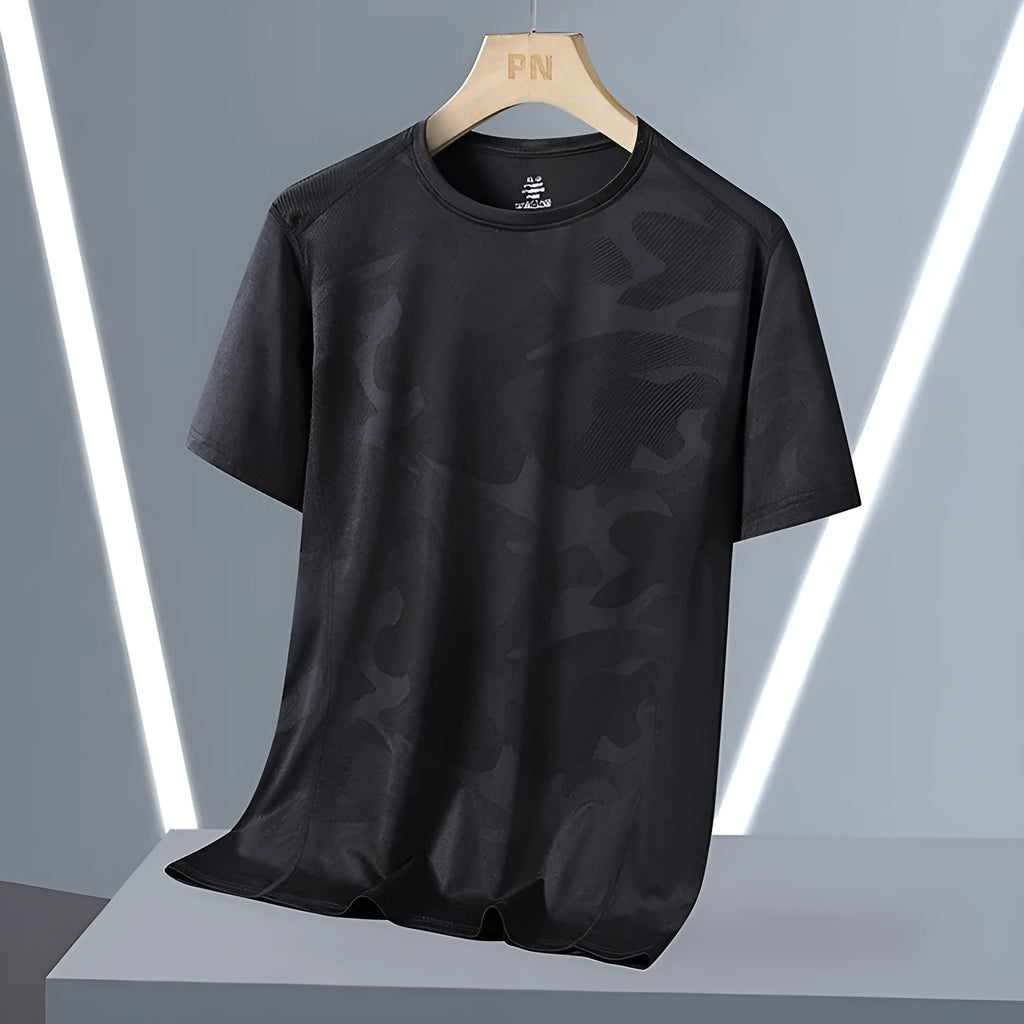 Breathable Quick-Drying Summer Plus Size Camouflage Top Round Neck Short Sleeve for Men Loose Fit Available in M-6XL Black White Army Green Dark Gray