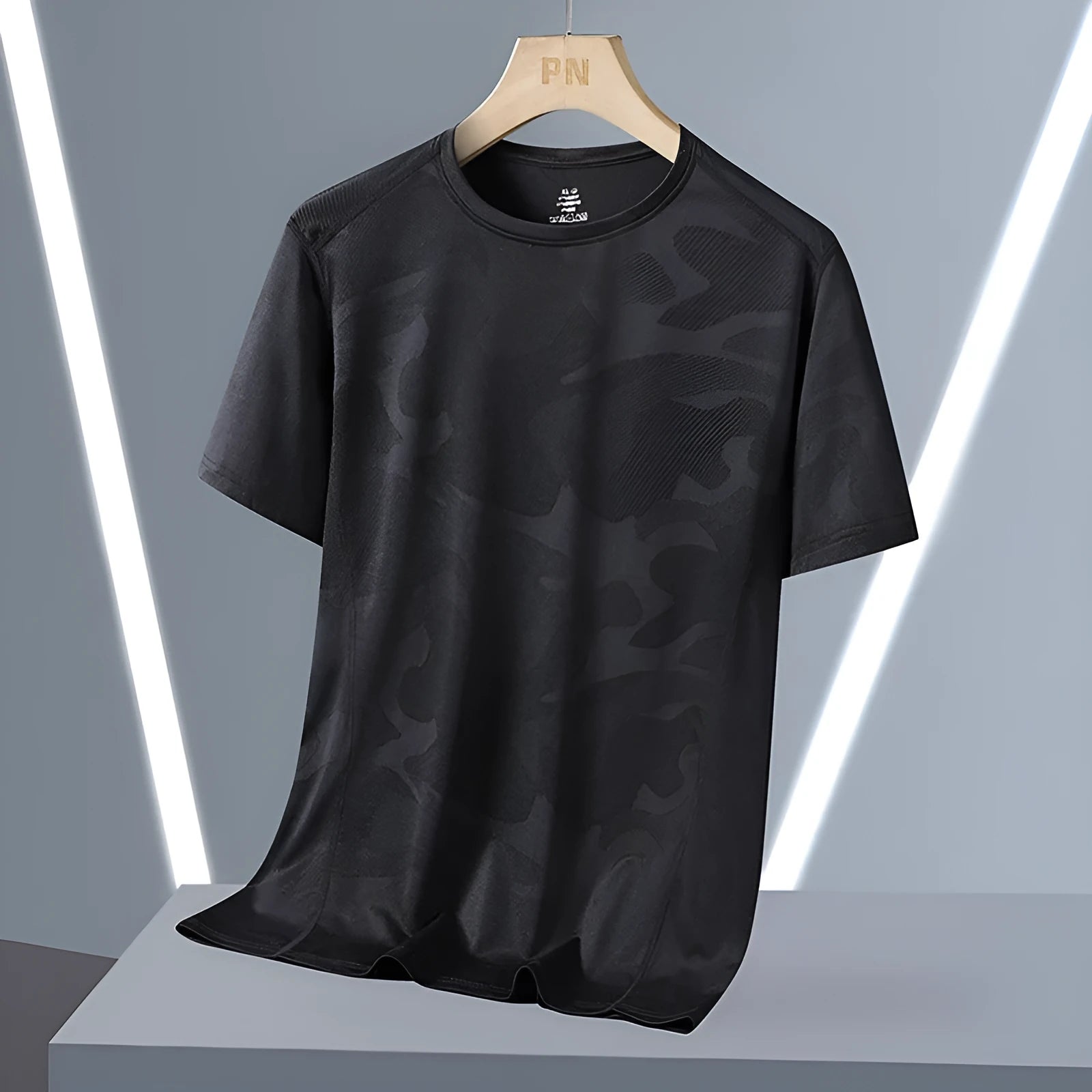 Breathable Quick-Drying Summer Plus Size Camouflage Top Round Neck Short Sleeve for Men Loose Fit Available in M-6XL Black White Army Green Dark Gray