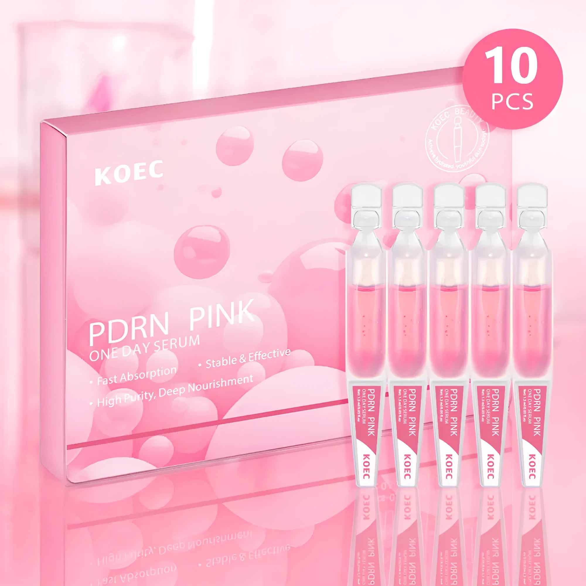 KOEC powder polypeptide disposable face mask 10 pack, individual latex sheet with moisturising essence