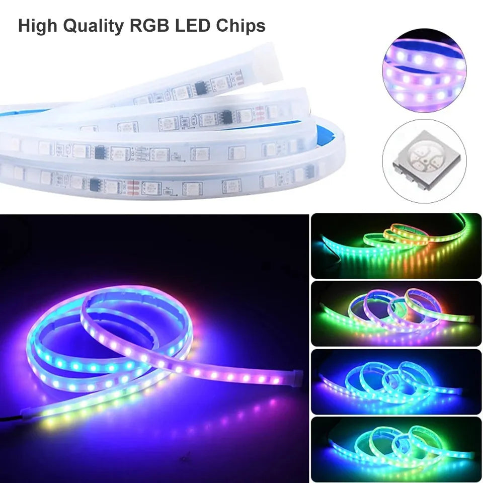 Flexible PVC LED light strip for 12V General Motors car grille installation in various lengths and colours.