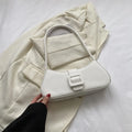 Western style shoulder texture crossbody underarm small square bag in PU with zipper compartment, black colour, 29.5x13x6 cm