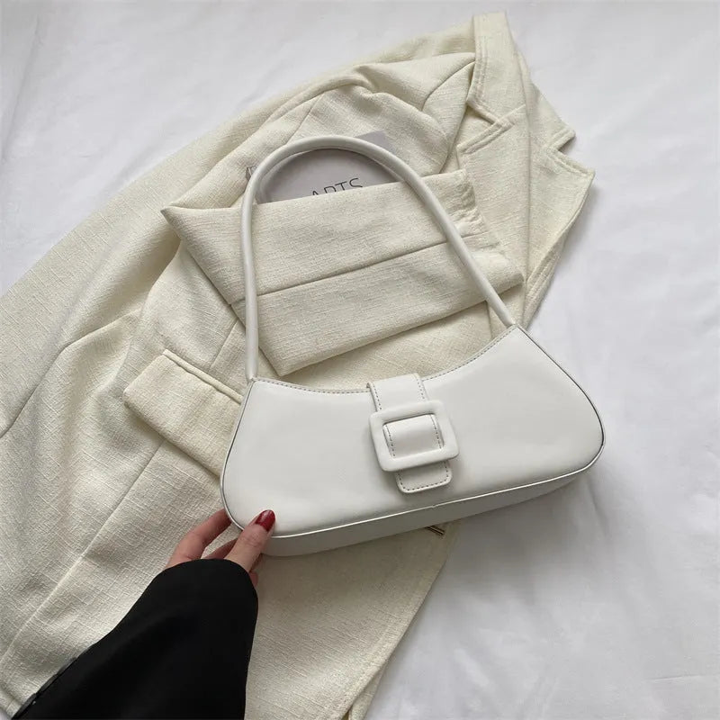 Western style shoulder texture crossbody underarm small square bag in PU with zipper compartment, black colour, 29.5x13x6 cm