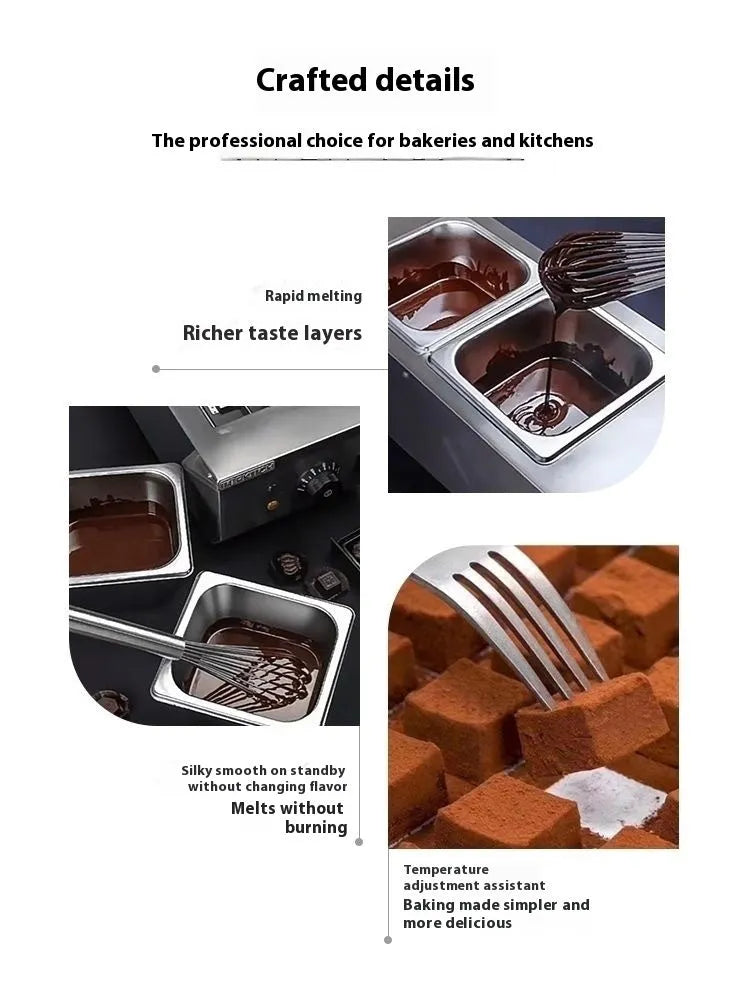 Commercial electric heating chocolate melting machine with dual pots and temperature control