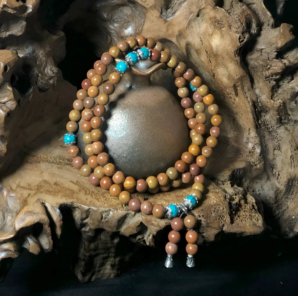 Natural Lvzhu stone bracelet, 108 hand-polished beads, 5-6mm diameter, geometric shape, unisex style