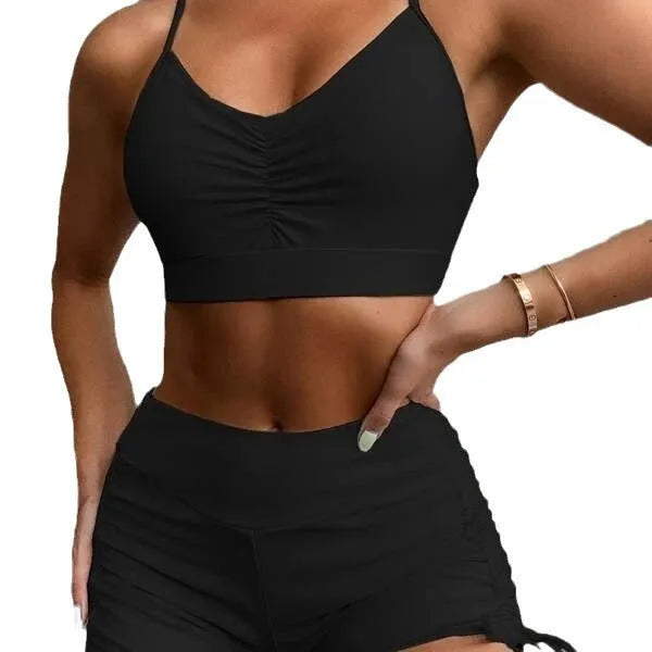 Women's solid purple high-waisted split swimsuit bikini with sleeveless design for swimming and surfing