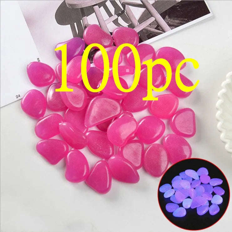 100 pack luminous fluorescent aquarium pebbles in mixed colours by Qiming