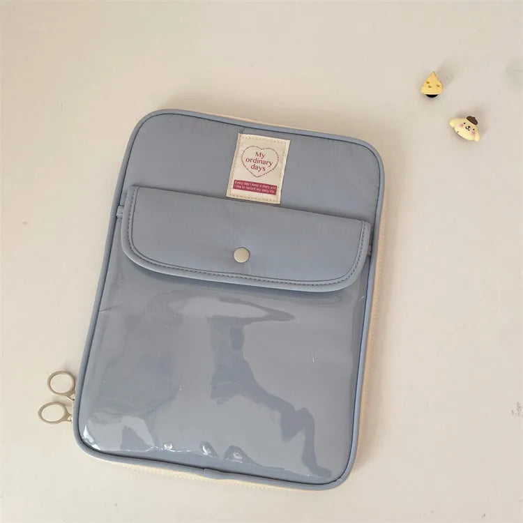 Nylon snap pocket tablet PC bag for 11-inch device in black, on white background