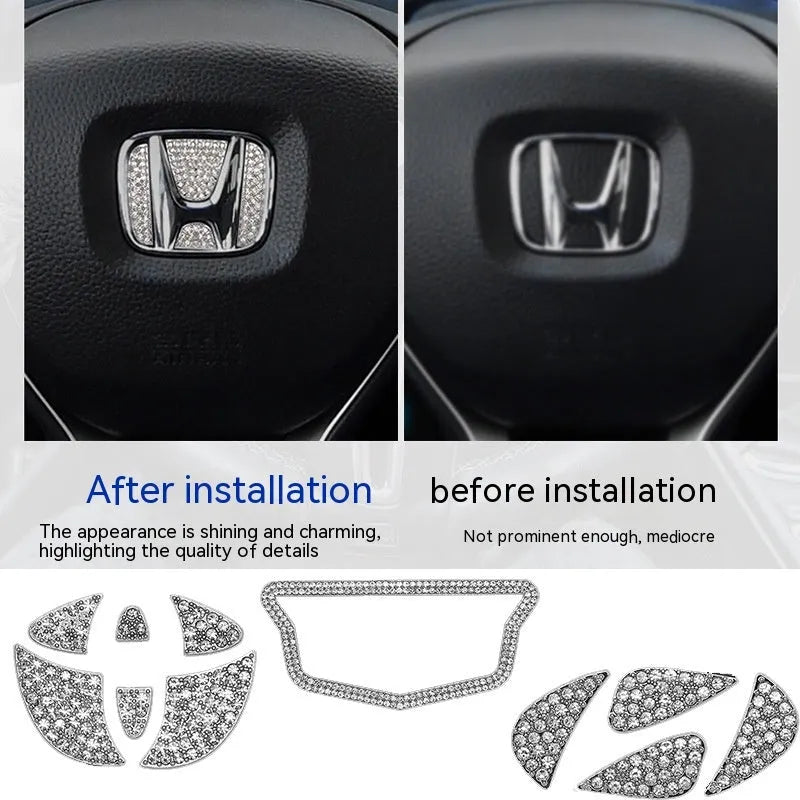 Zinc alloy diamond inlay steering wheel decorative sticker for Toyota car interior