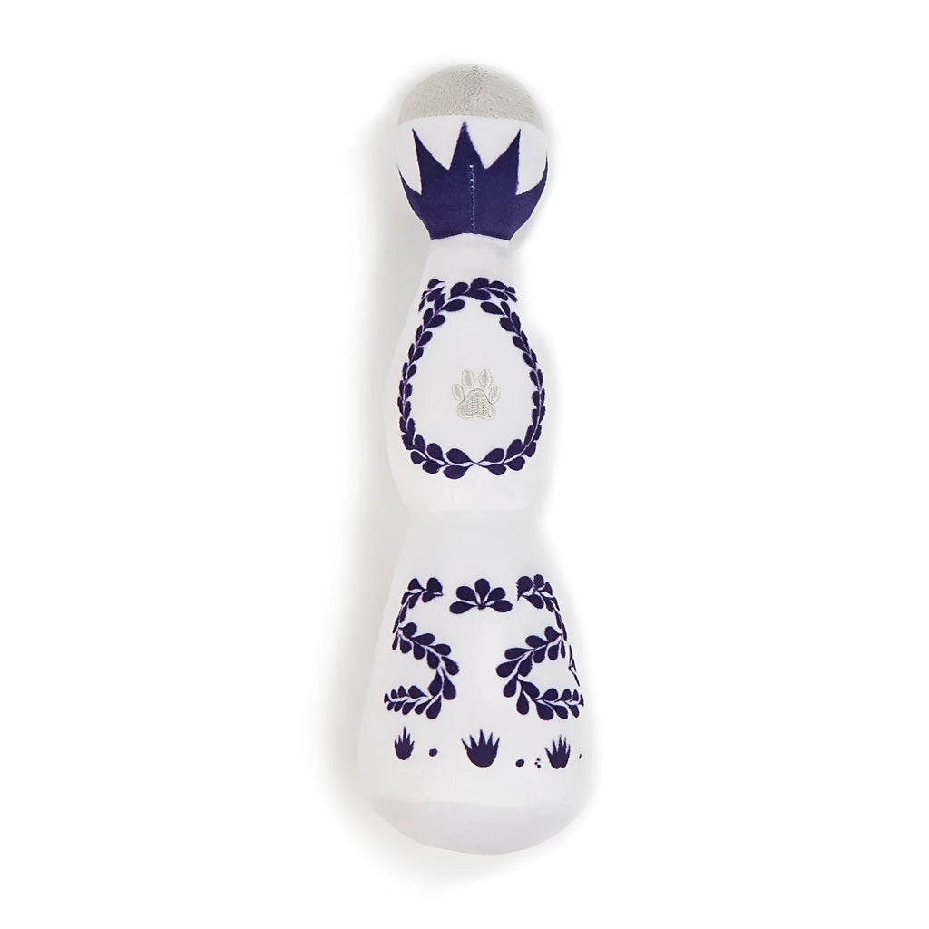 Funny plush dog toy shaped like a tequila bottle with squeaker, 26x9x9 cm, for all dog sizes