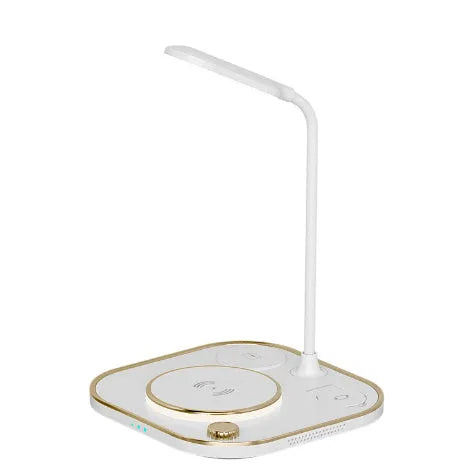 Alpharan 3-in-1 wireless charger desk lamp 15W fast charging station Black type, with phone and lamp lit