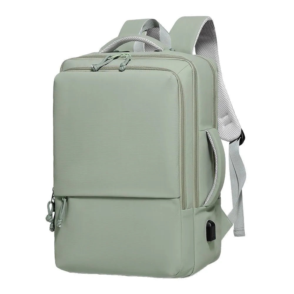 Large capacity waterproof Oxford cloth backpack in black with air pillow belt, size 45x34x18cm