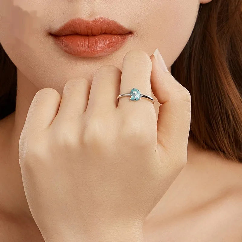 Silver conch open ring for women electroplated BSR672E on white background