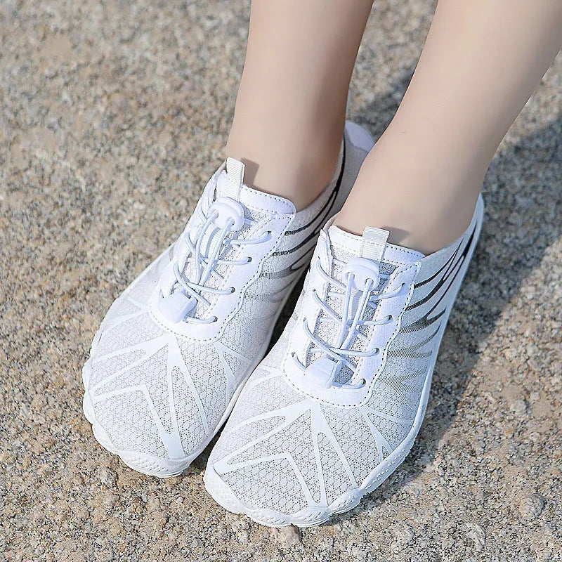 Breathable non-slip men women sports fitness running shoes lace-up rubber sole