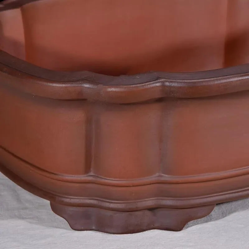 Antique Chinese purple clay flowerpot with crabapple sand glaze, 71cm long