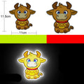 Pair of diamond-grade reflective warning stickers for cars and motorcycles, showing sample cartoon animal designs.