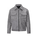Thickened zipper big pocket jacket in slim fit, camel colour, with long sleeves and straight hem
