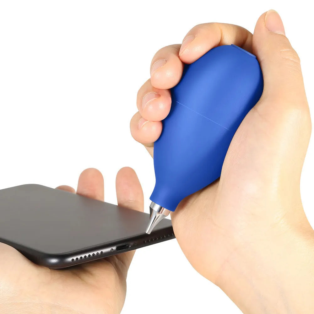 Blue rubber dust removal air blower tool for cleaning camera lenses and mobile phones