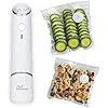 White USB electric suction pump and five 26x28cm food grade vacuum bags with zipper and air valve
