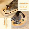 Round cat scratch board made of corrugated paper with a small ball for claw grinding and play